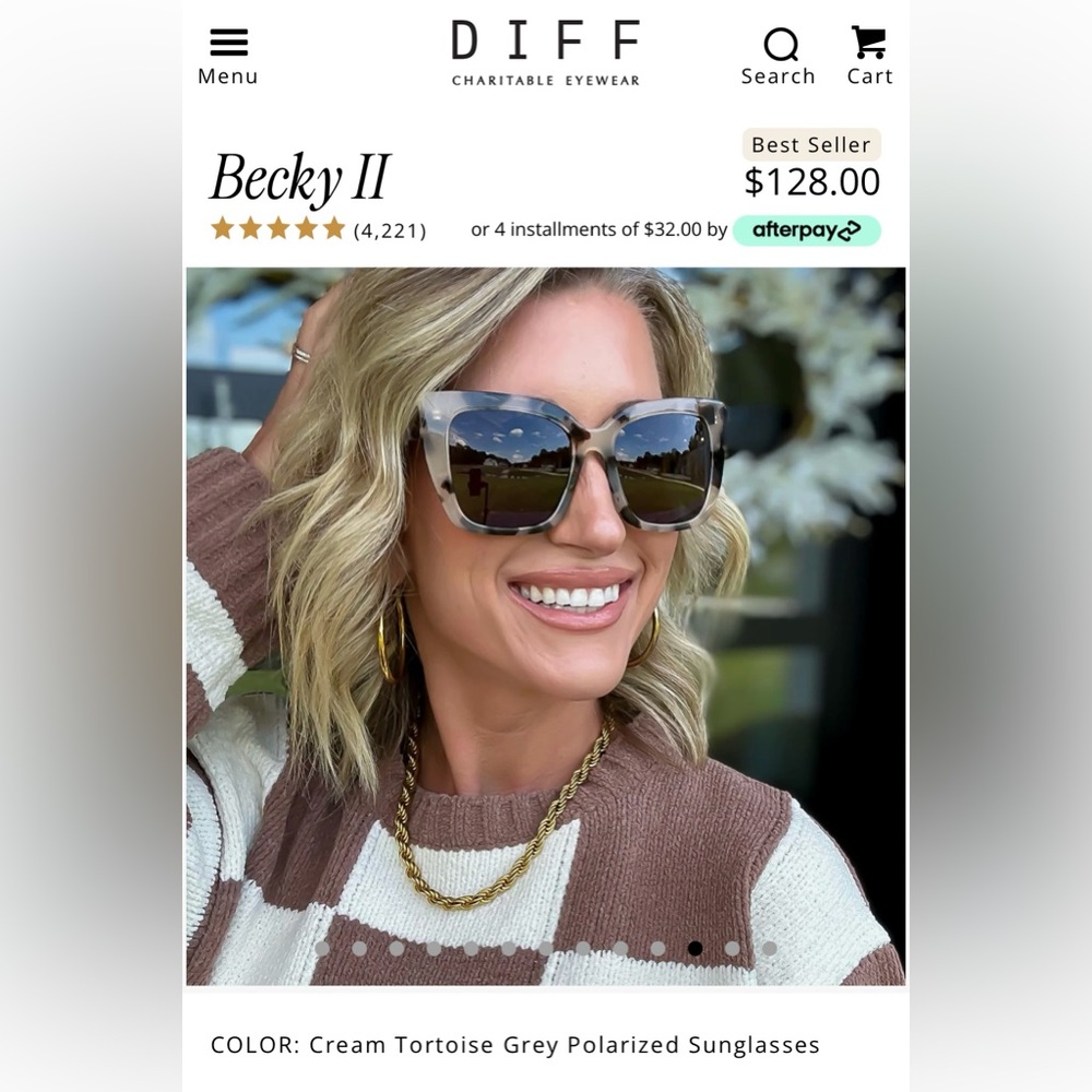 Becky II Cream Tortoise Sunglasses - Polarized - Picture 12 of 15